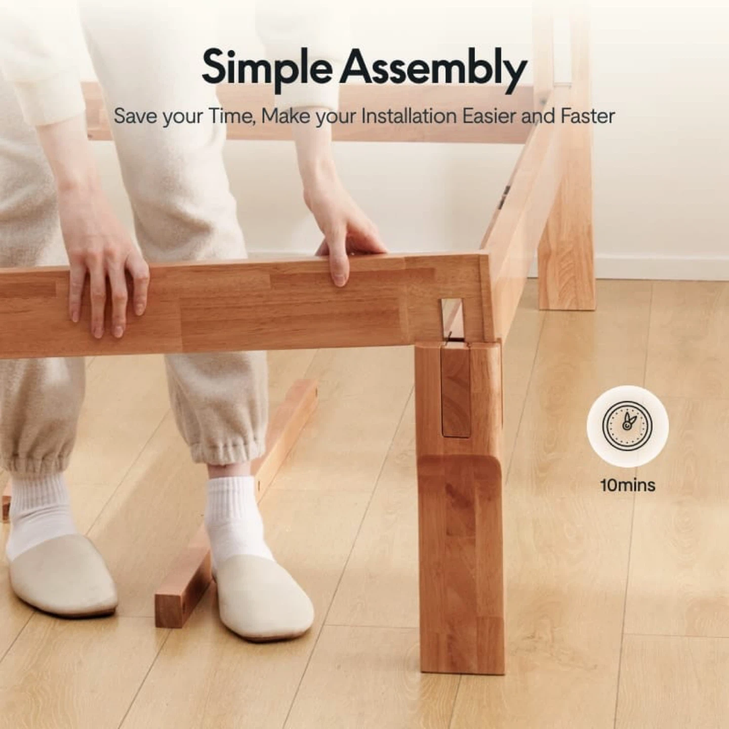 New Japanese joinery bed king Bed Frame - oak - photo 4