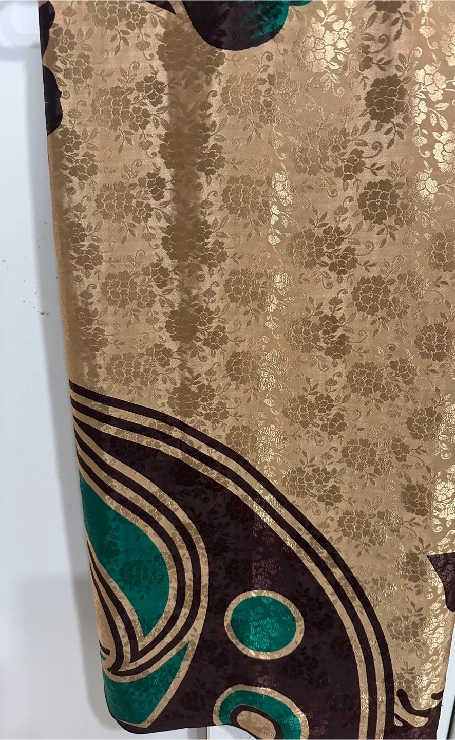 Gold and Teal Damask saree