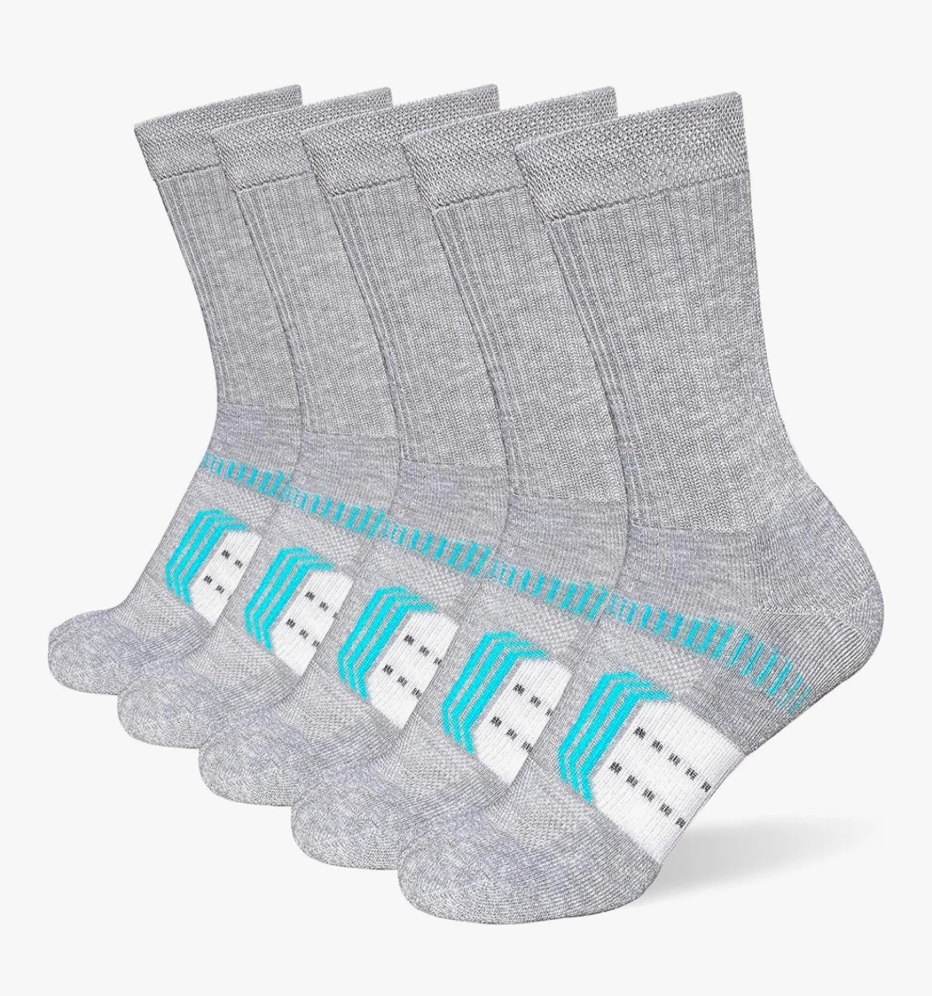 Suaskk Women's Crew Socks - Large, Grey (5 Pairs)