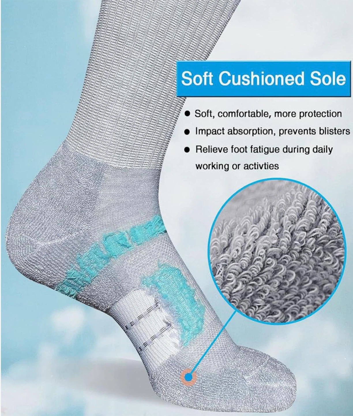 Suaskk Women's Crew Socks - Large, Grey (5 Pairs) - photo 3