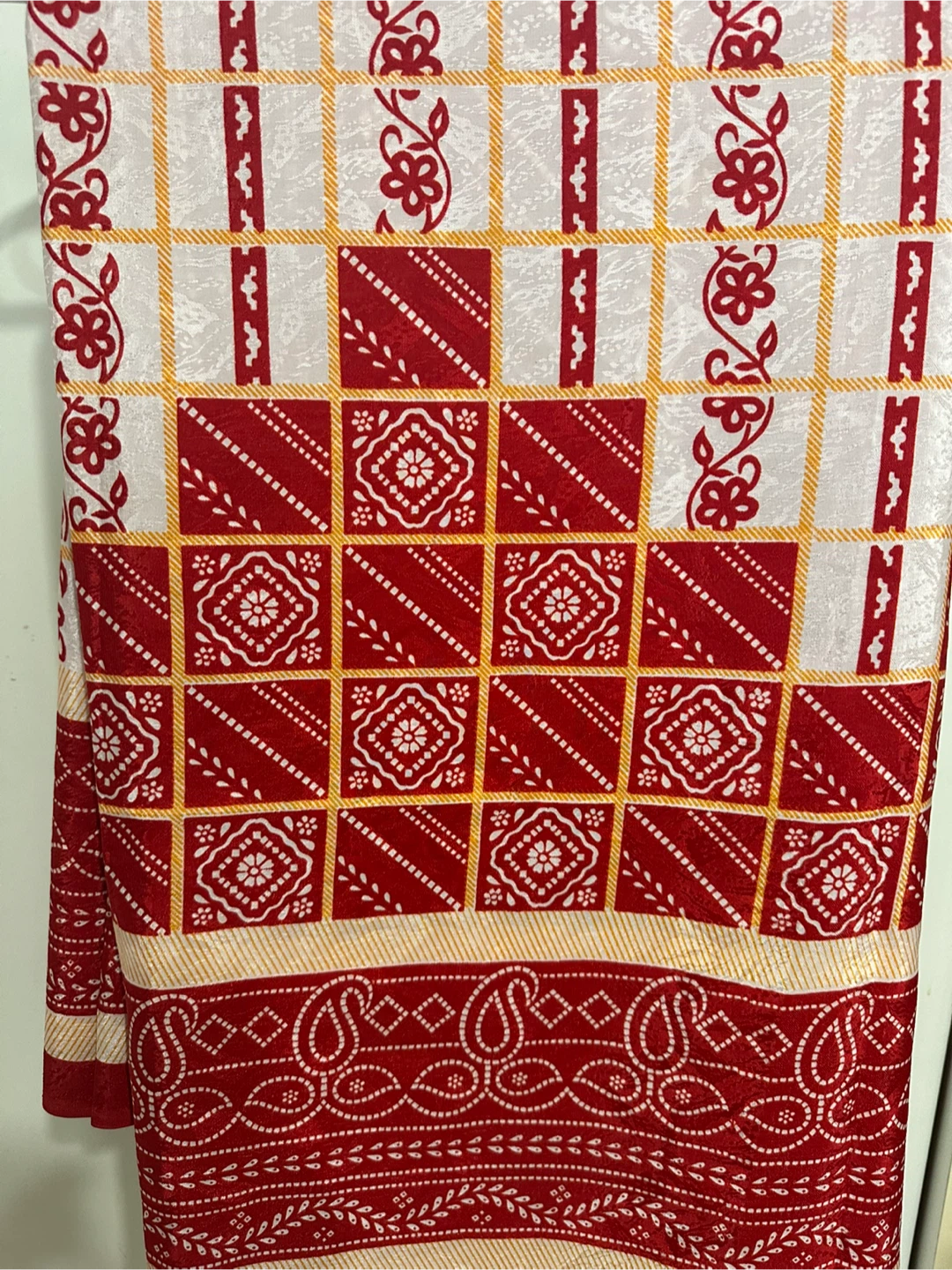 Red and White Floral Pattern Fabric