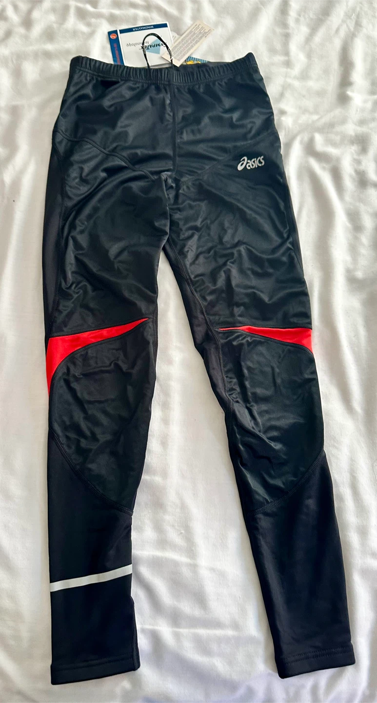 Asics Yoga Pants XL Black Red Windmaster-BNWT