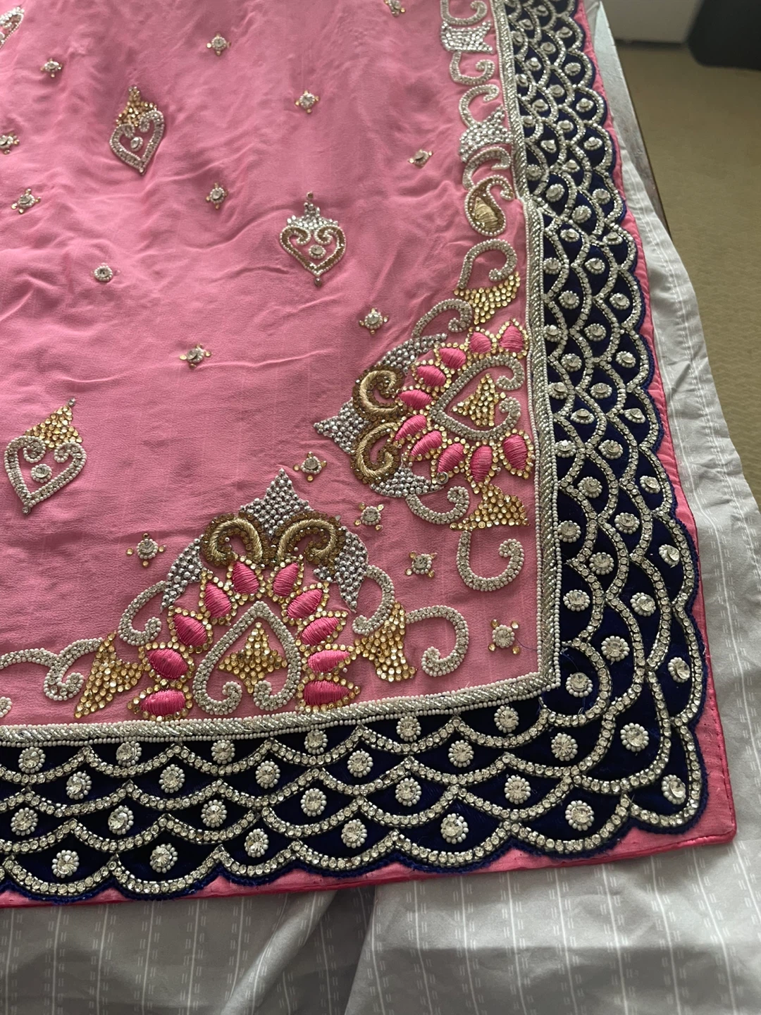 Pink Embroidered Saree Blouse and Saree Set