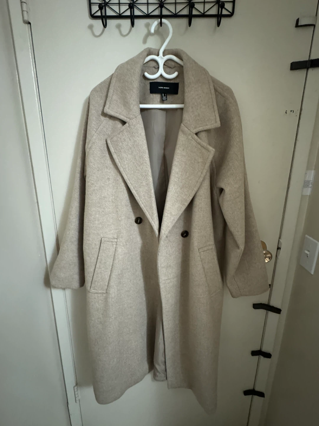beige wool blend coat