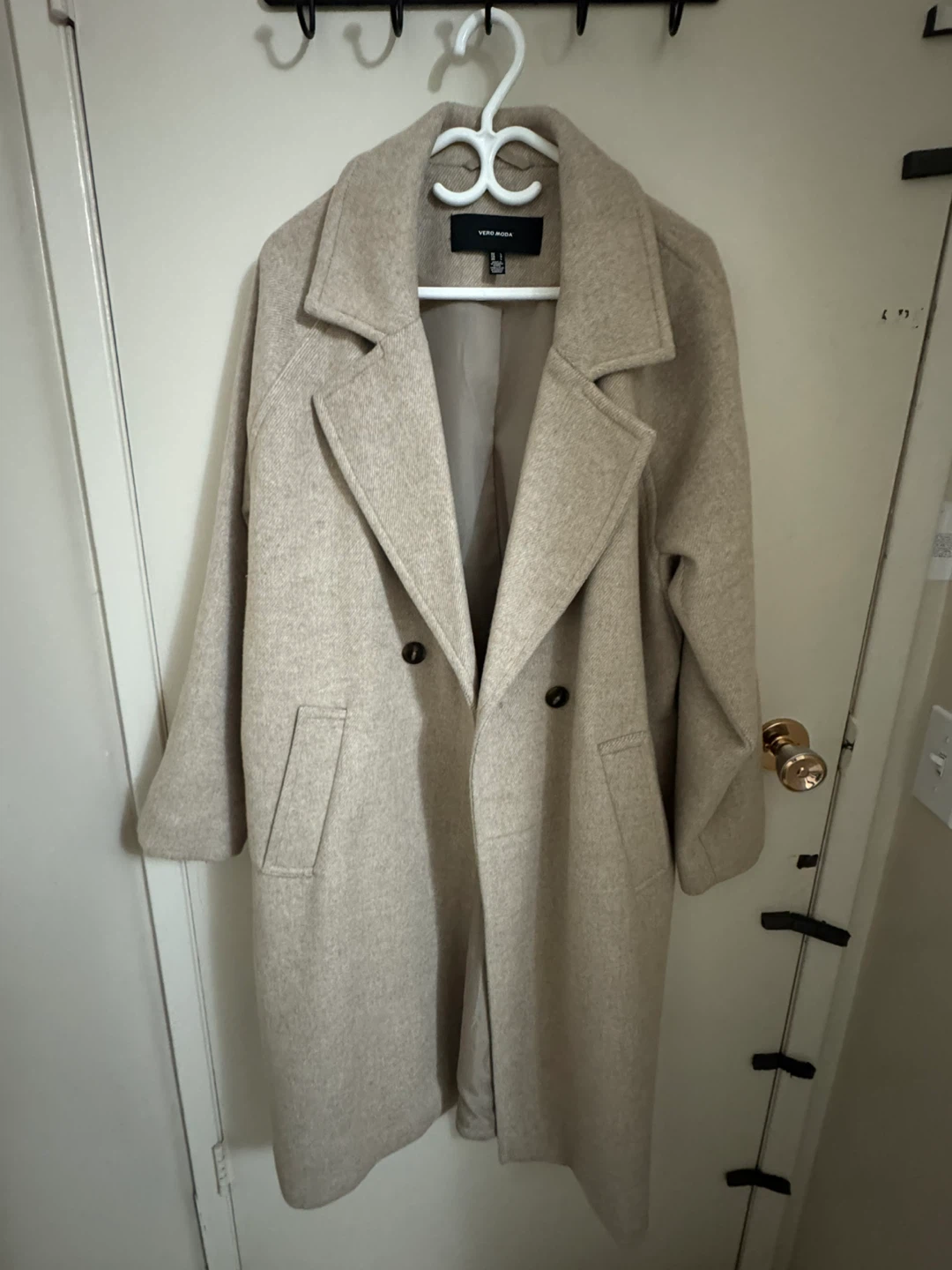 beige wool blend coat - photo 3