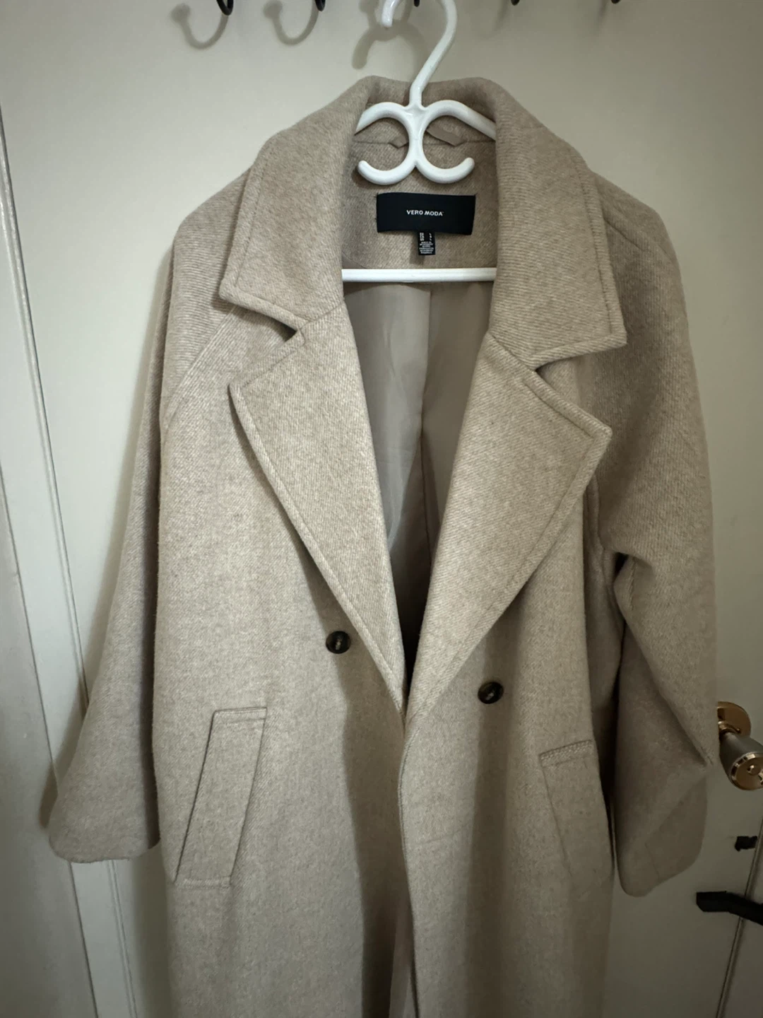 beige wool blend coat - photo 2