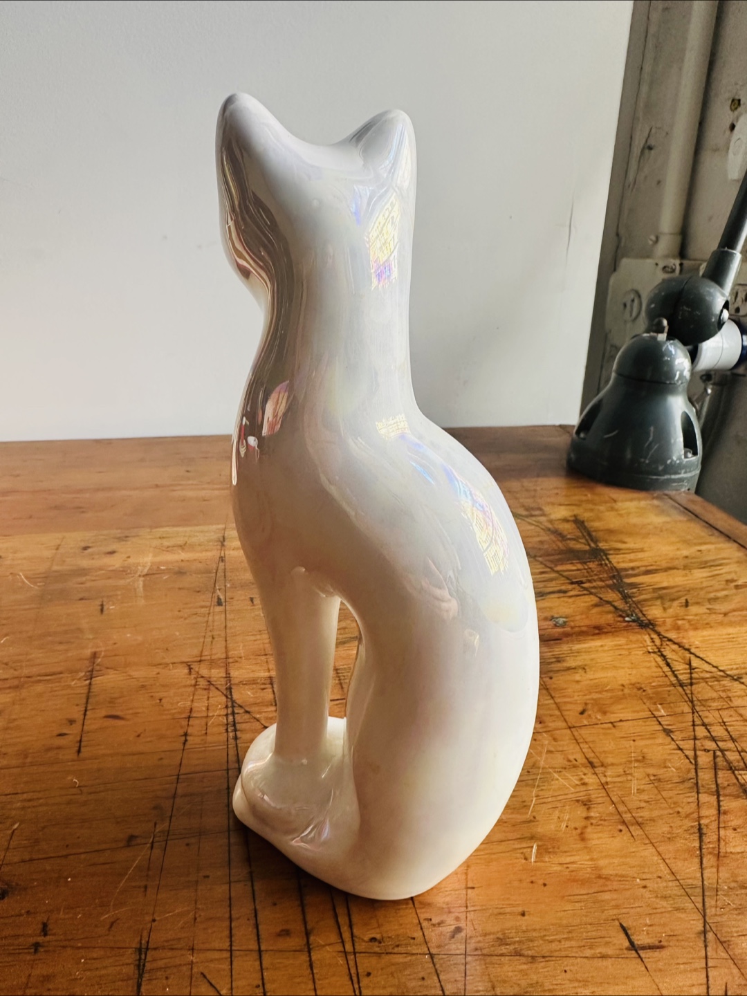 Cameron & Sons Ltd. White Iridescent Ceramic Cat Sculpture - photo 4