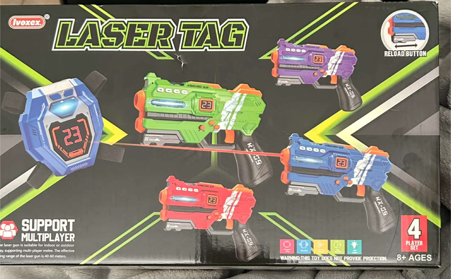 Ivexex Laser Tag Set - 4 Guns & 4 Vests