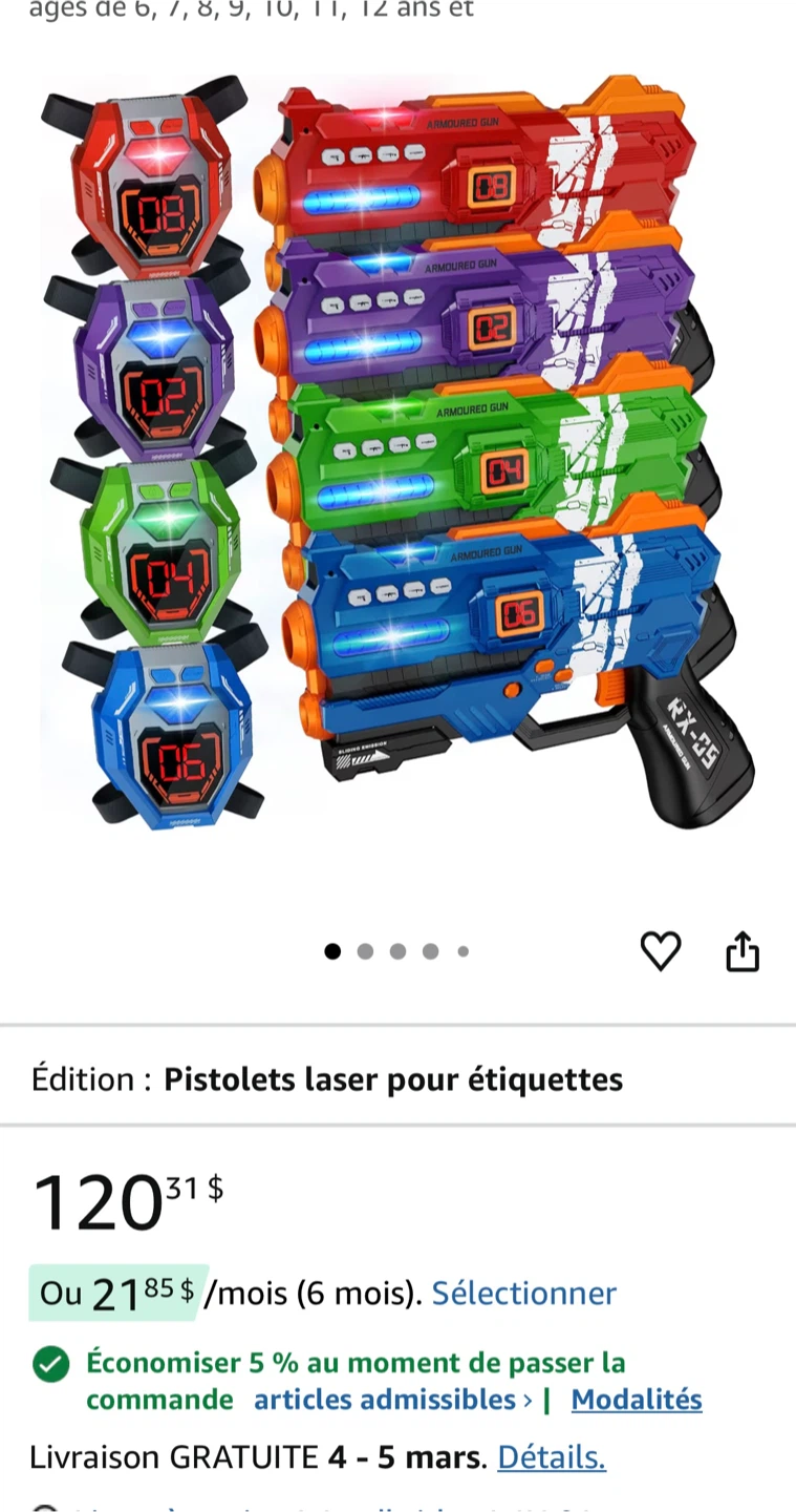 Ivexex Laser Tag Set - 4 Guns & 4 Vests - photo 2