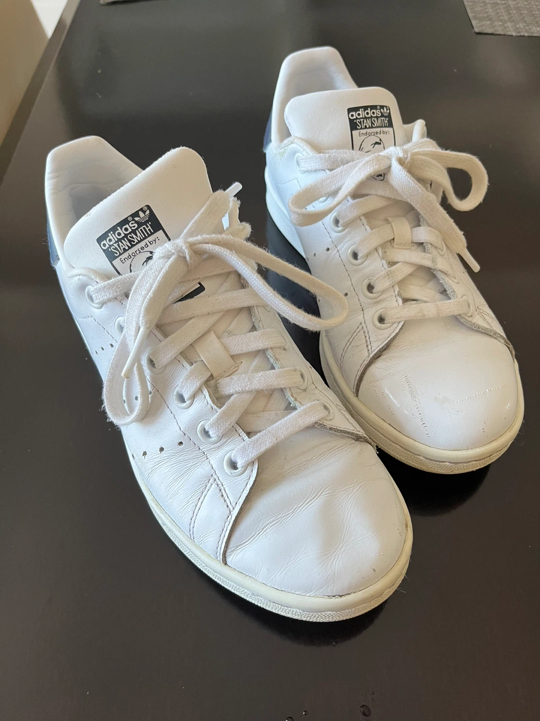 Adidas Stan Smith White Navy Leather Sneakers - photo 3