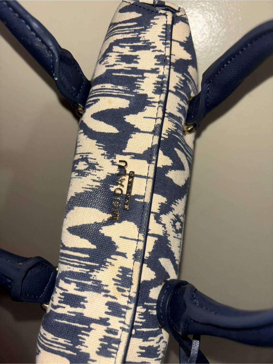 Modalu Navy and Cream Ikat Print Tote Bag - photo 3