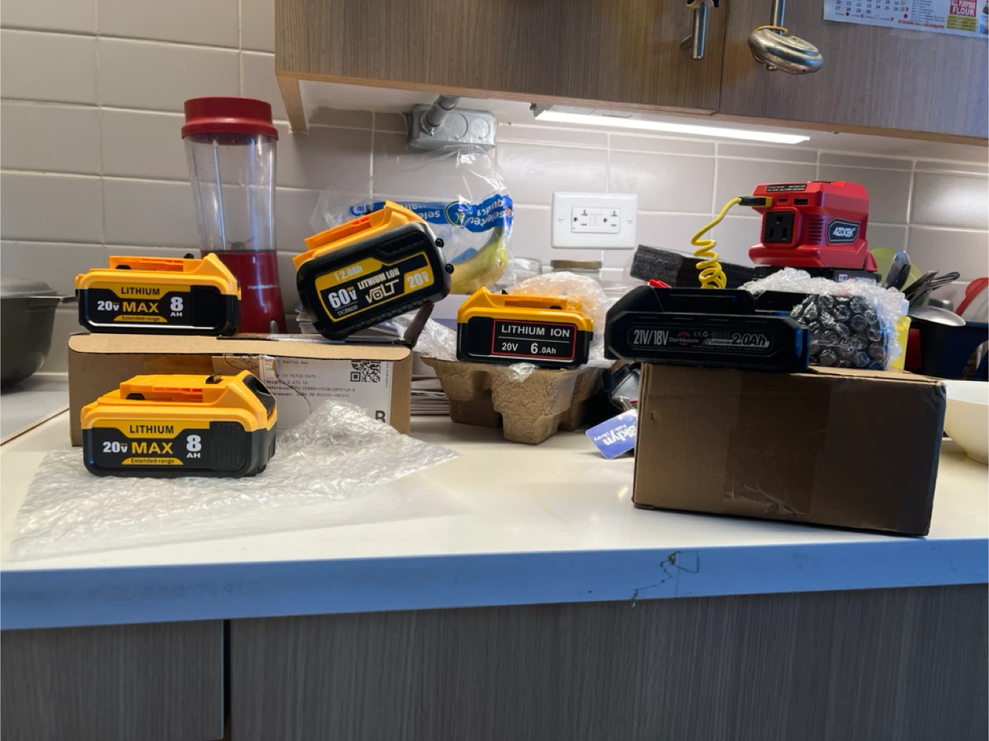 Lot of 5 Lithium Ion Power Tool Batteries