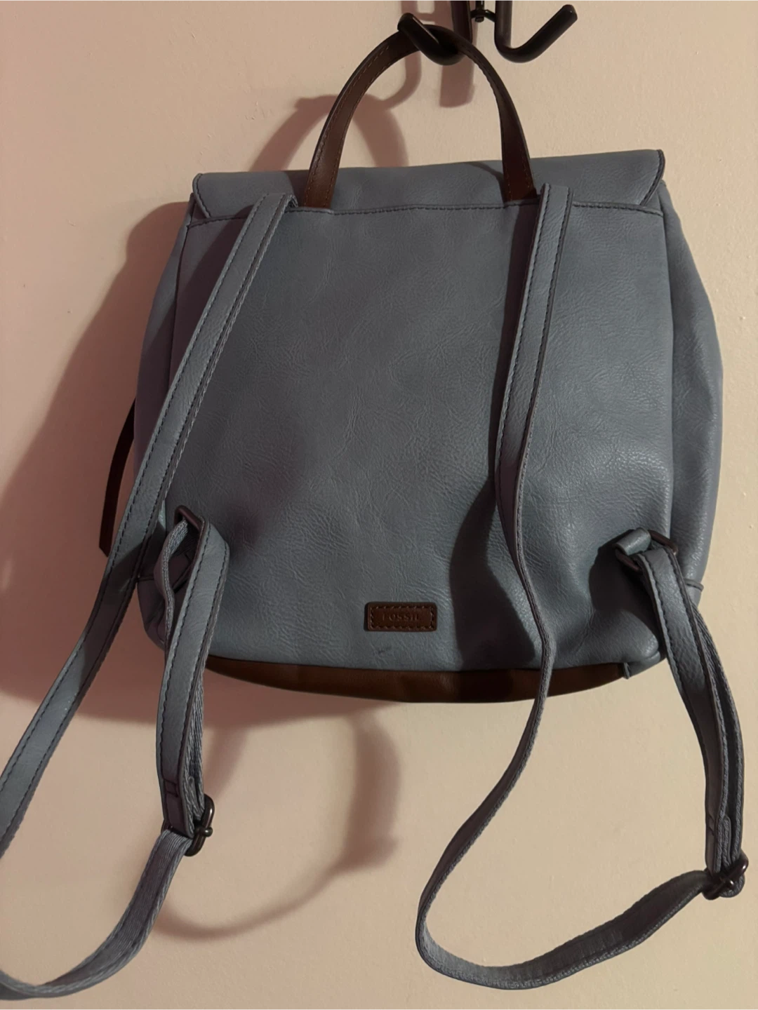 Fossil Blue Grey Leather Studded Backpack - photo 2
