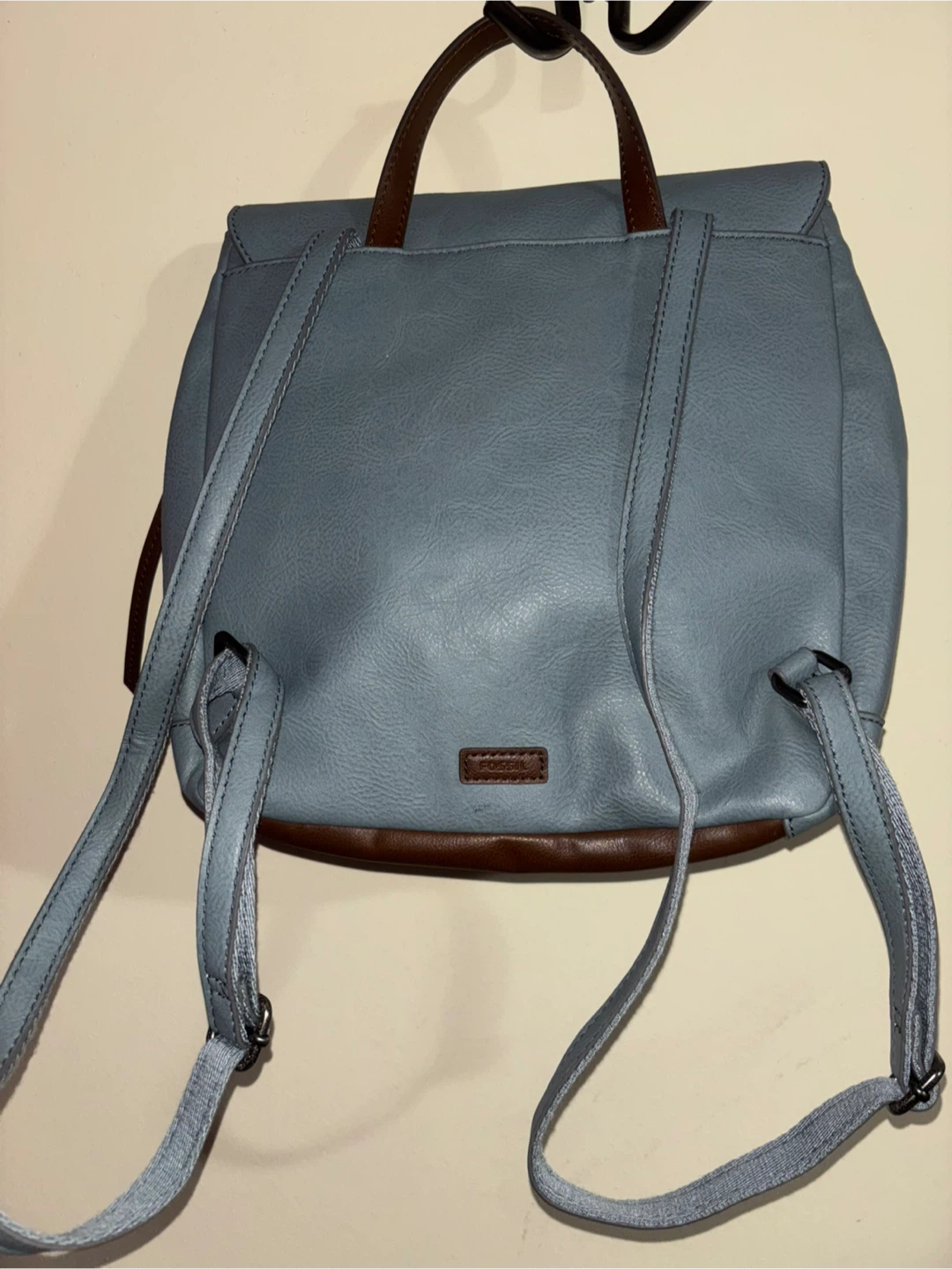 Fossil Blue Grey Leather Studded Backpack - photo 4