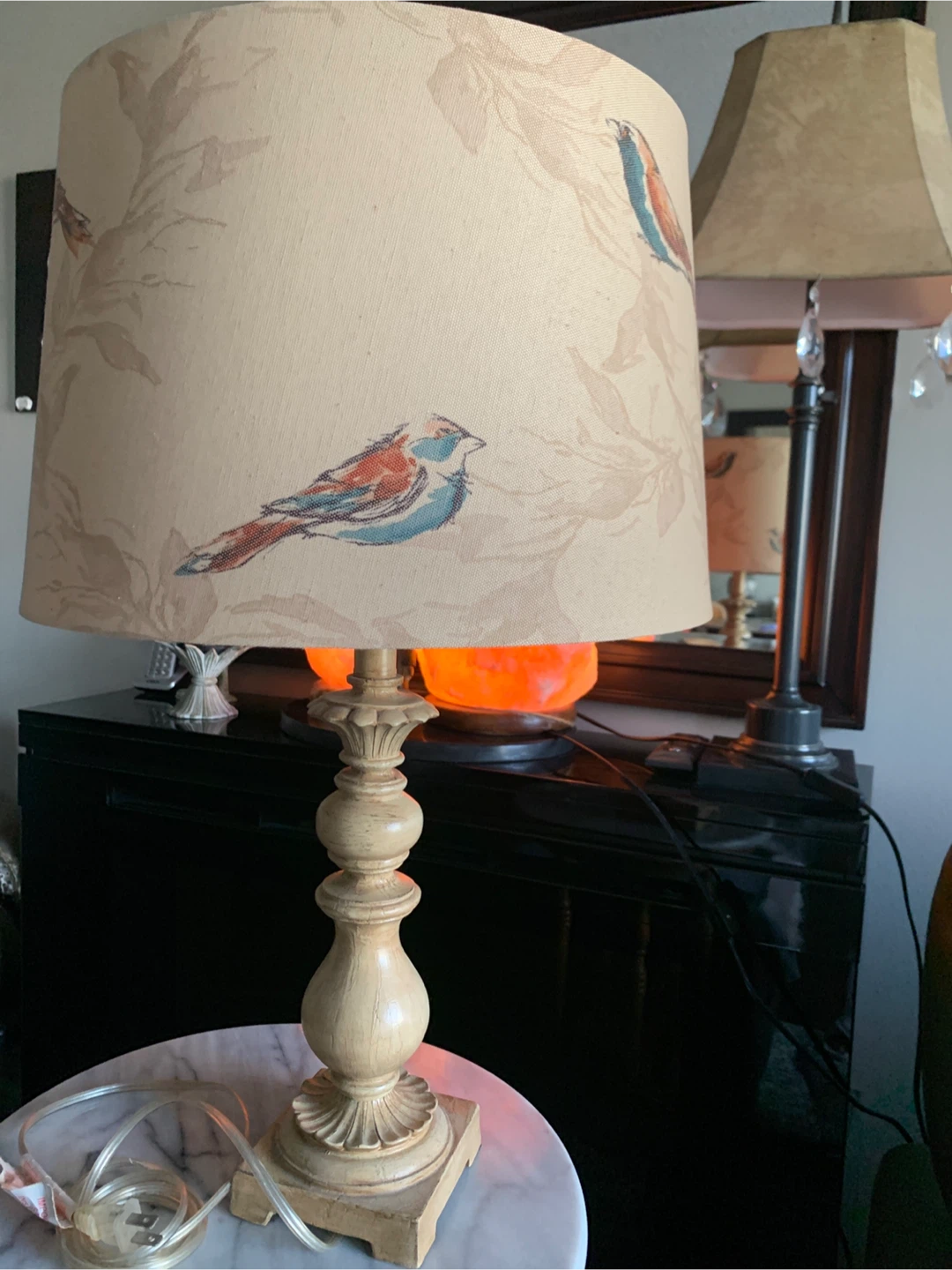 Table Lamp with Bird Design Lampshade