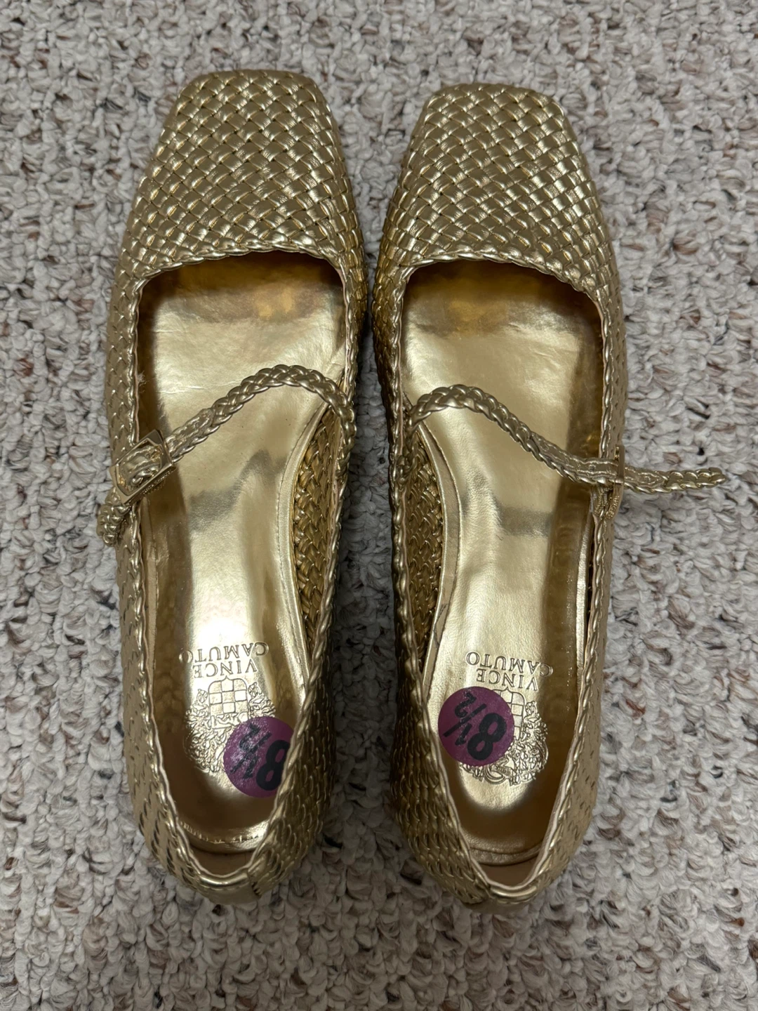 Gold Mary Jane Flats Size 8.5