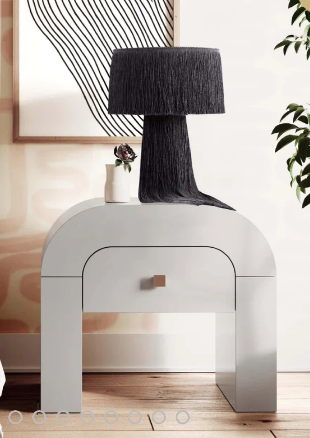 White Arch Nightstand with Drawer