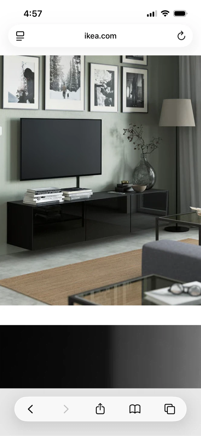 IKEA Besta TV Unit console stand with Doors - Black High-Gloss - photo 3