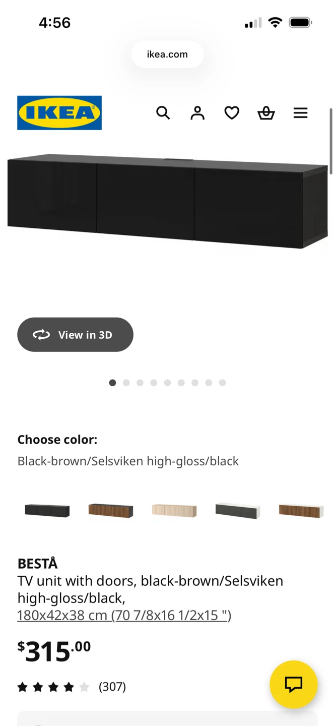 IKEA Besta TV Unit console stand with Doors - Black High-Gloss - photo 2