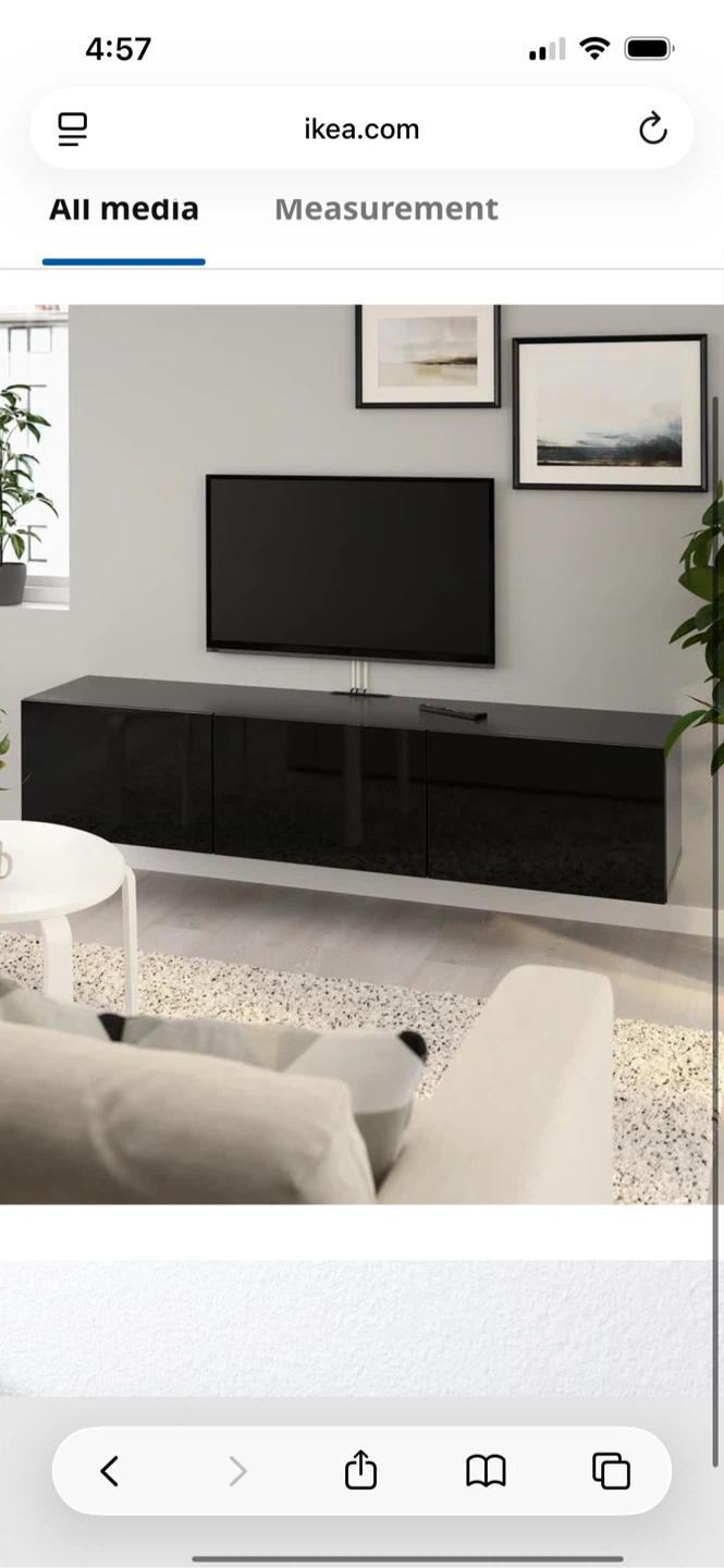 IKEA Besta TV Unit console stand with Doors - Black High-Gloss