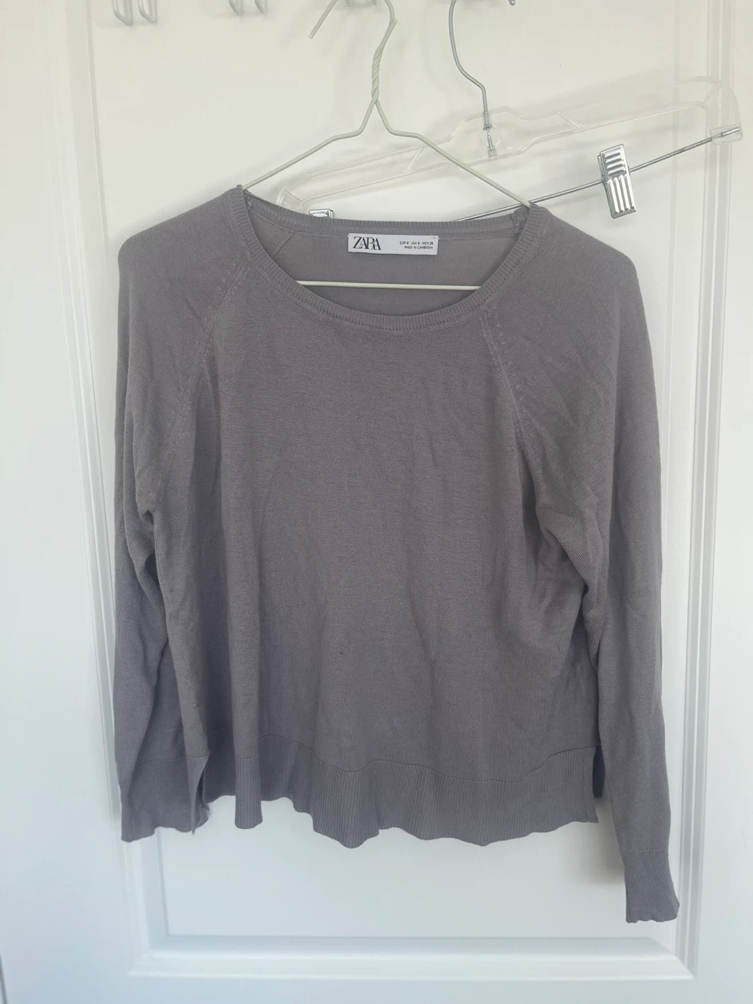ZARA Grey Crew Neck Sweater - Size S