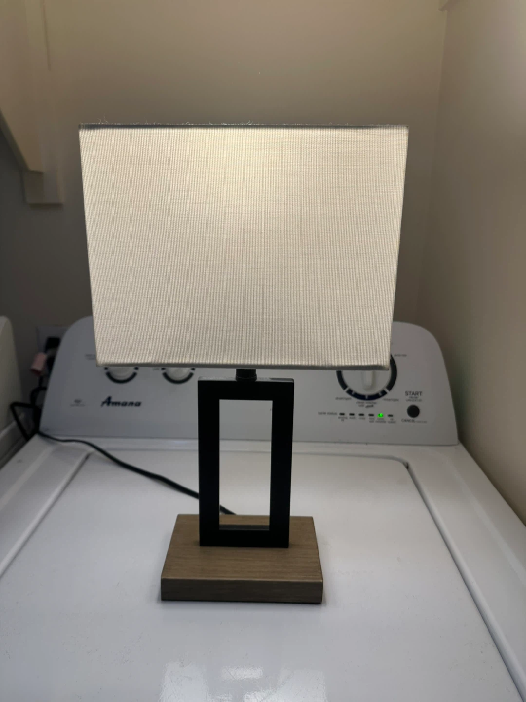 Modern Rectangular Table Lamp with Wood Base