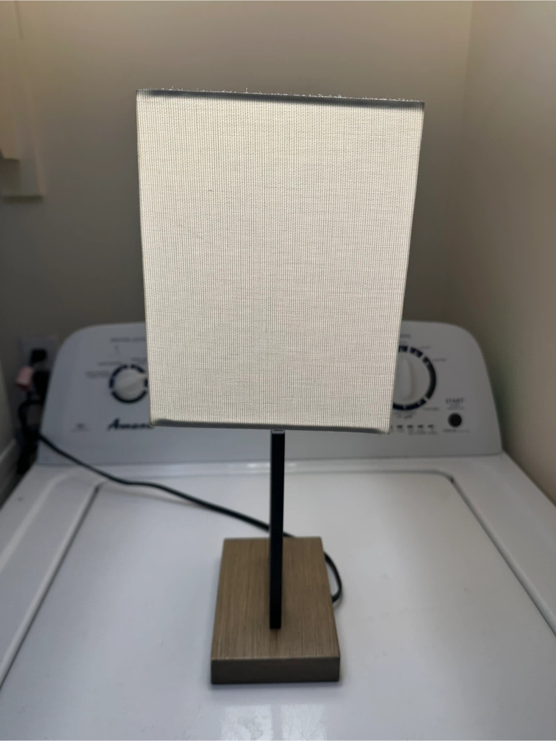 Modern Rectangular Table Lamp with Wood Base - photo 2