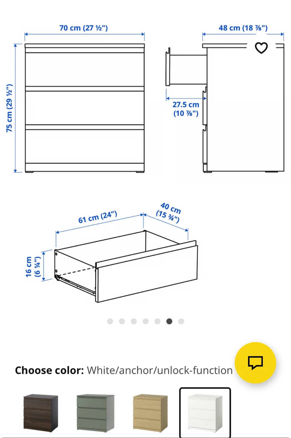 Moving sale - White 3-Drawer Dresser - photo 2
