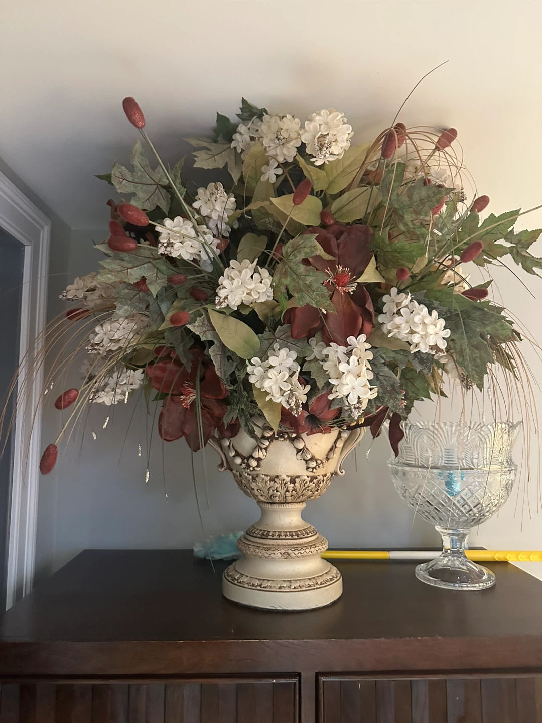 Large Faux Floral Arrangement in Decorative Urn - photo 2