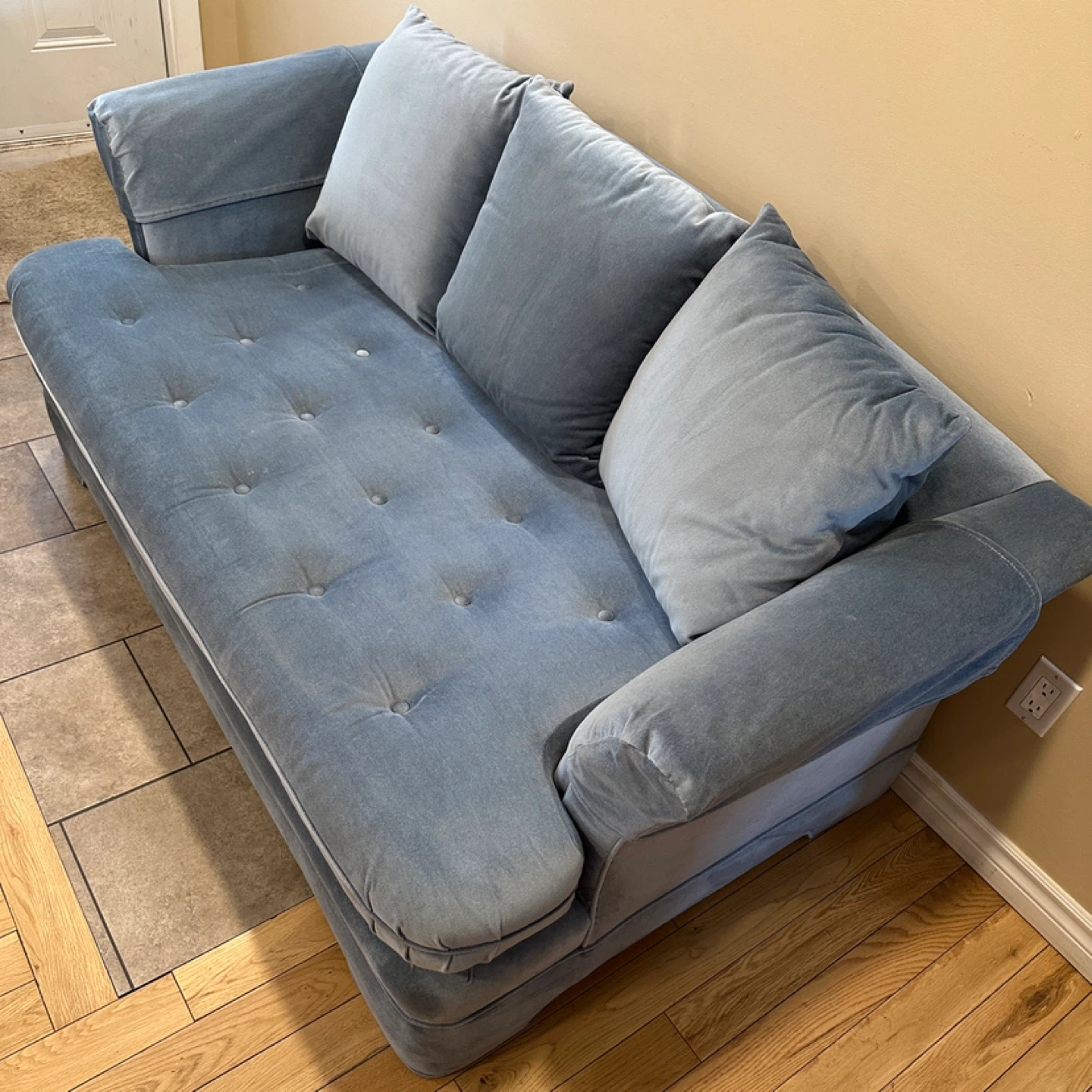 Beautiful Velvet Tufted Loveseat Sofa (CAN DELIVER) - photo 3