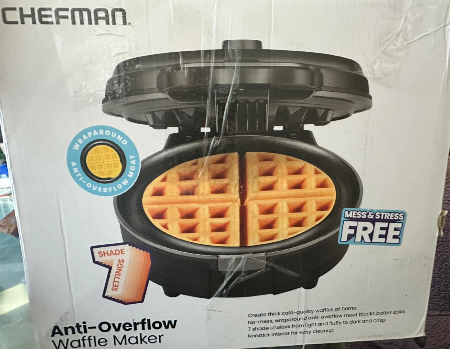 CHEFMAN Anti-Overflow Waffle Maker