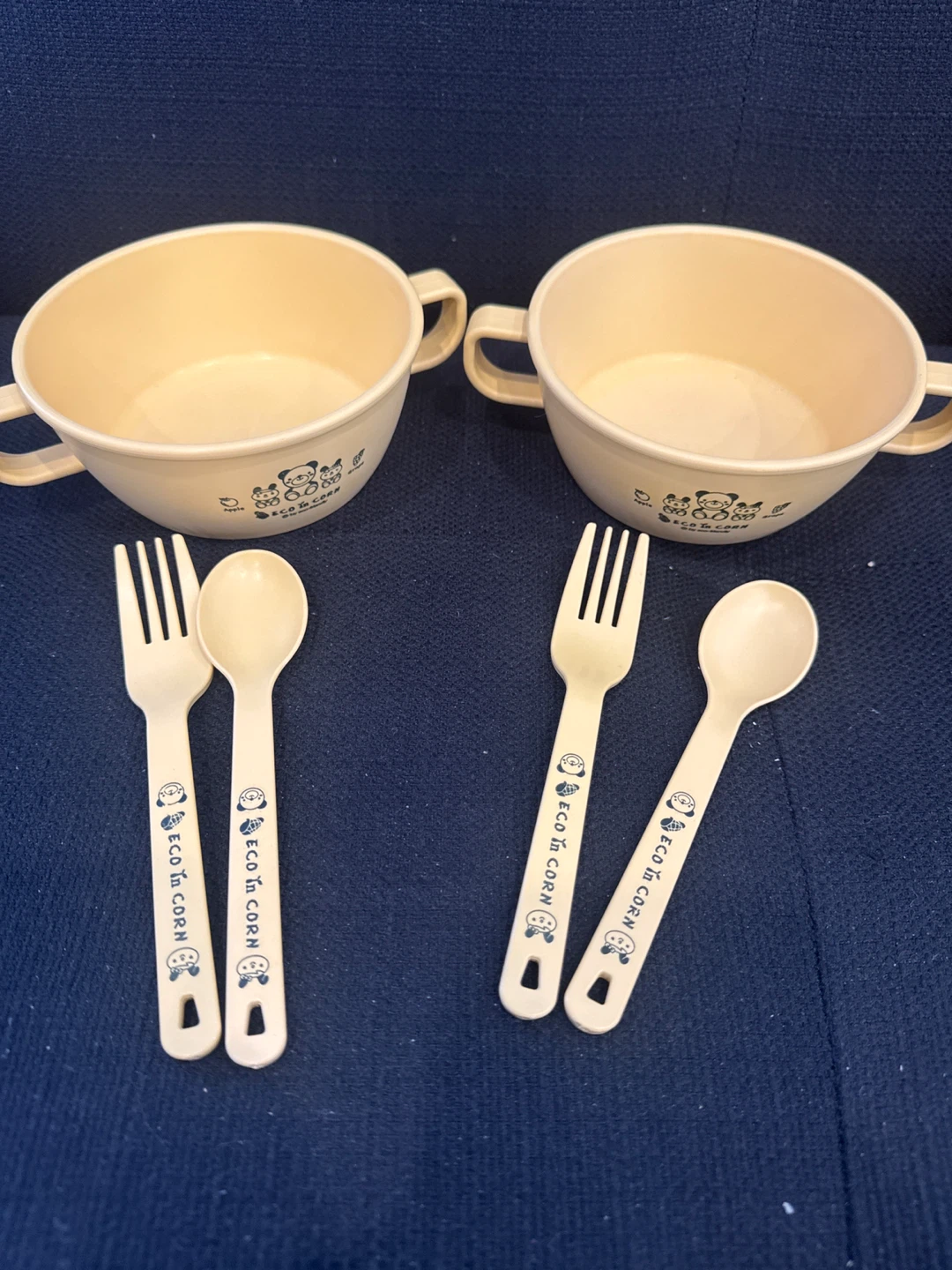 2 Bowls and 4 Utensils Set - Eco Corn