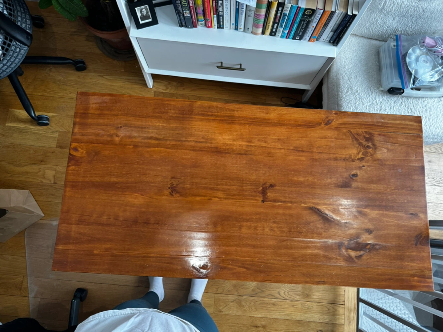 Real Wood Top Desk with Black Metal Legs - photo 3