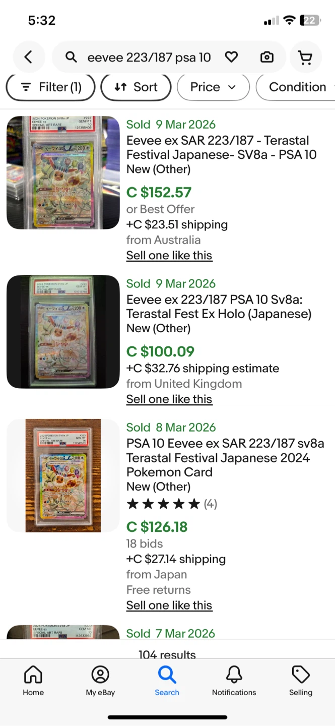Pokemon Eevee EX SAR 223/187 PSA 10 GEM MT Special Art Rare - photo 2