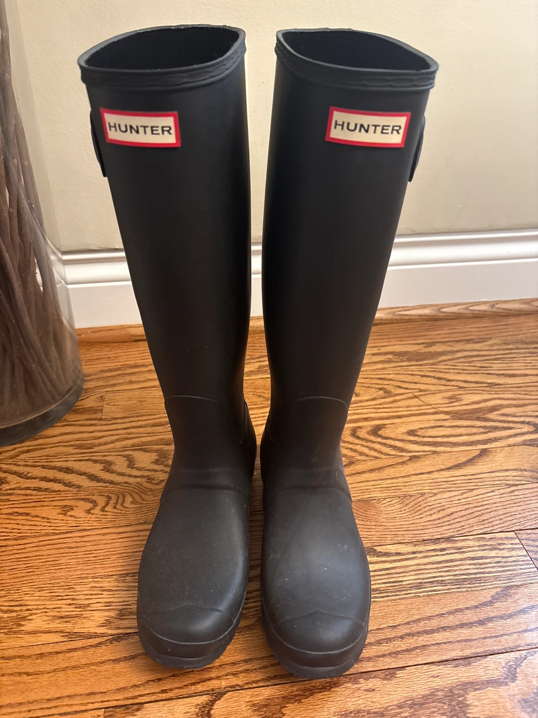 Hunter Black Tall Rain Boots - Women's US 8