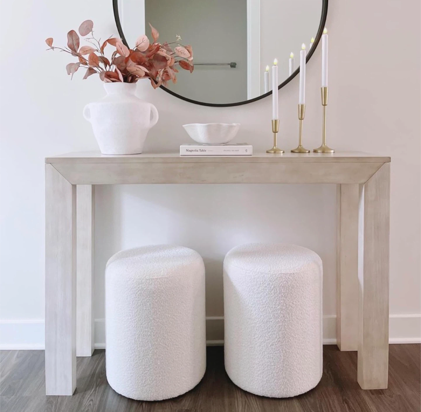 White Boucle Ottoman Footstools