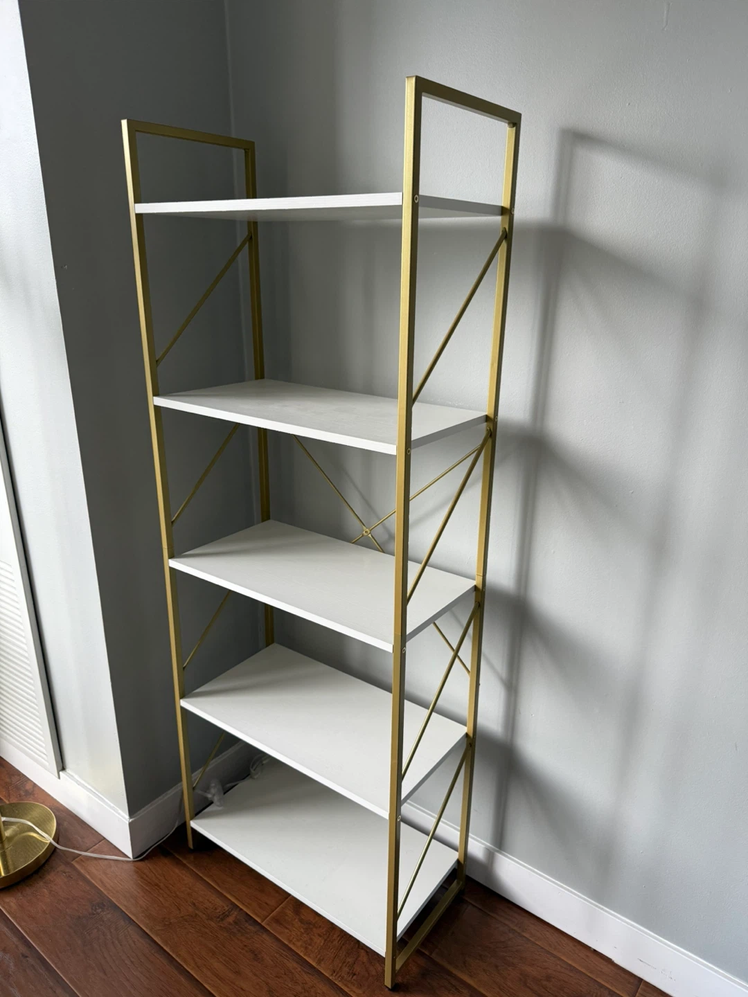 White and Gold 5 Tier Bookshelf - photo 2