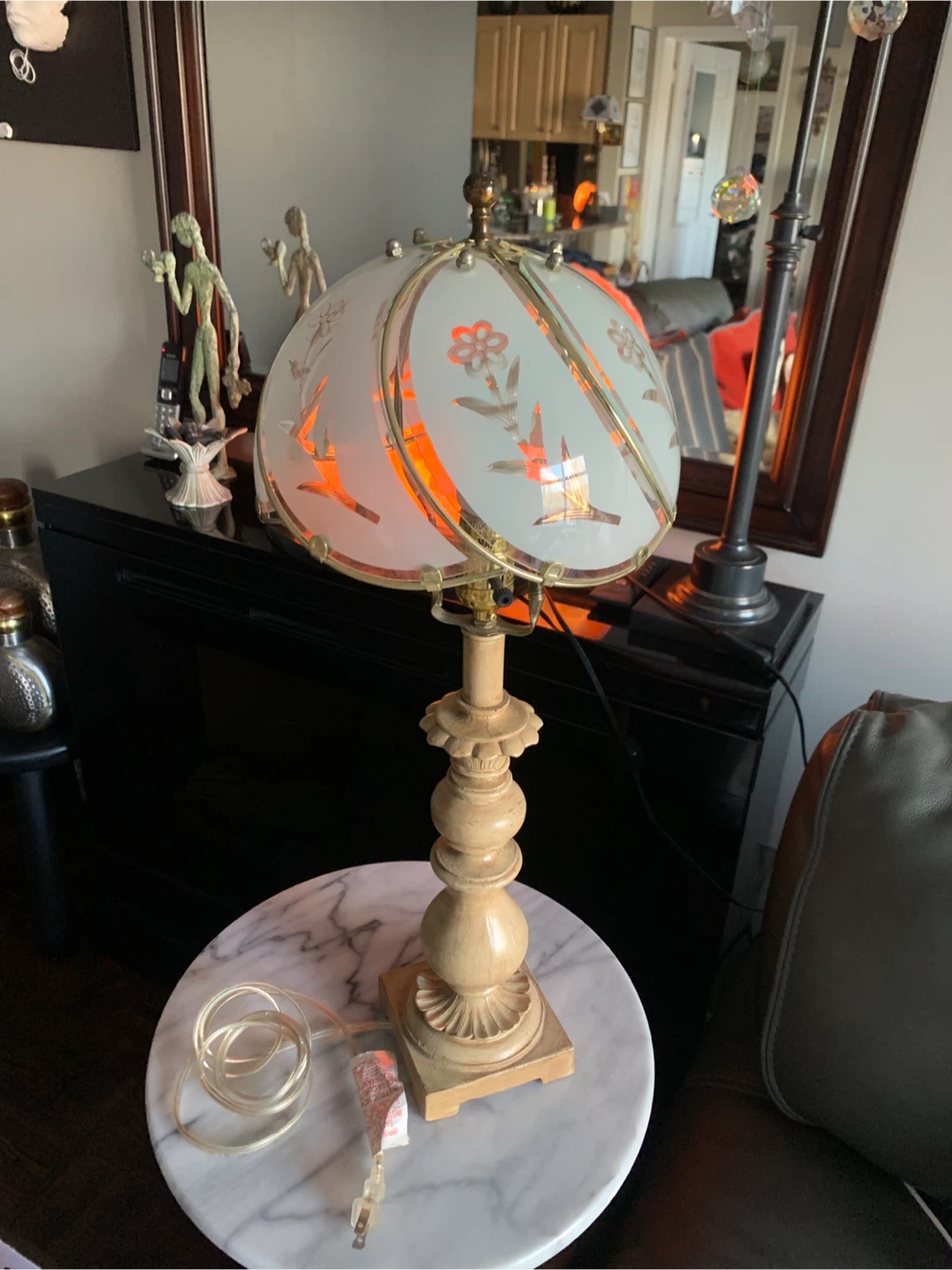 Vintage Decorative Table Lamp with Frosted Glass Shade