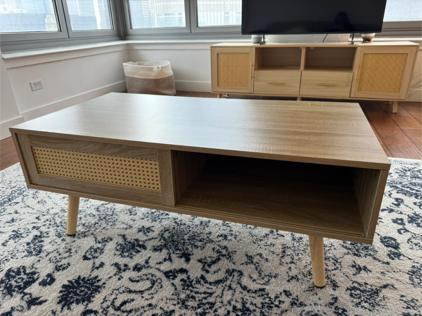Wood Rattan Coffee Table - photo 2