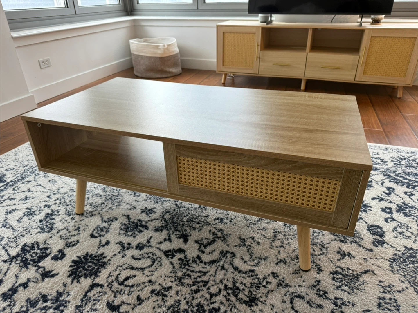 Wood Rattan Coffee Table