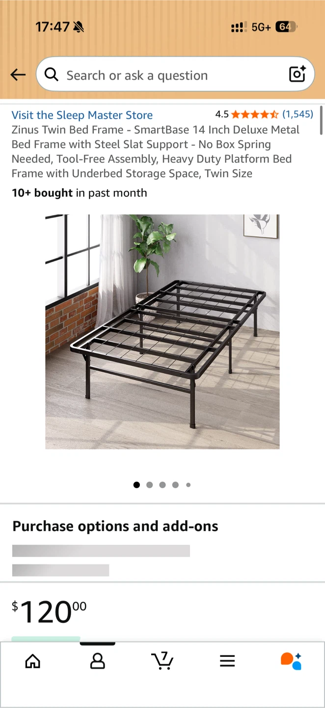 Twin mattress, frame & duvet