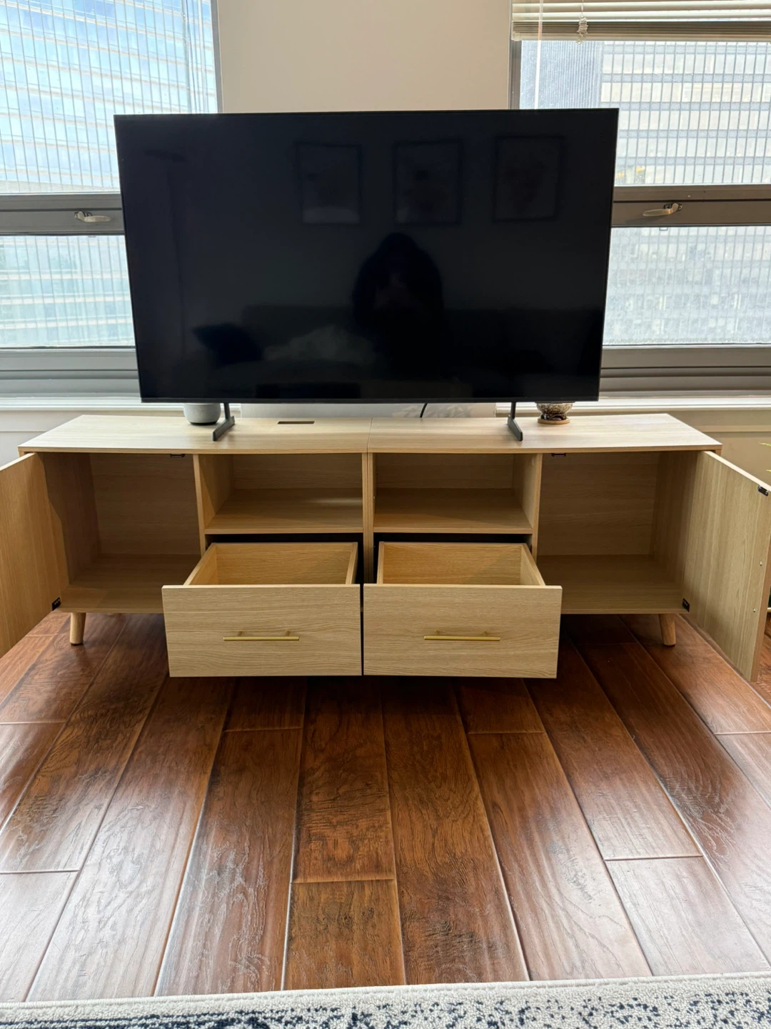 Wood Rattan TV Stand - photo 2