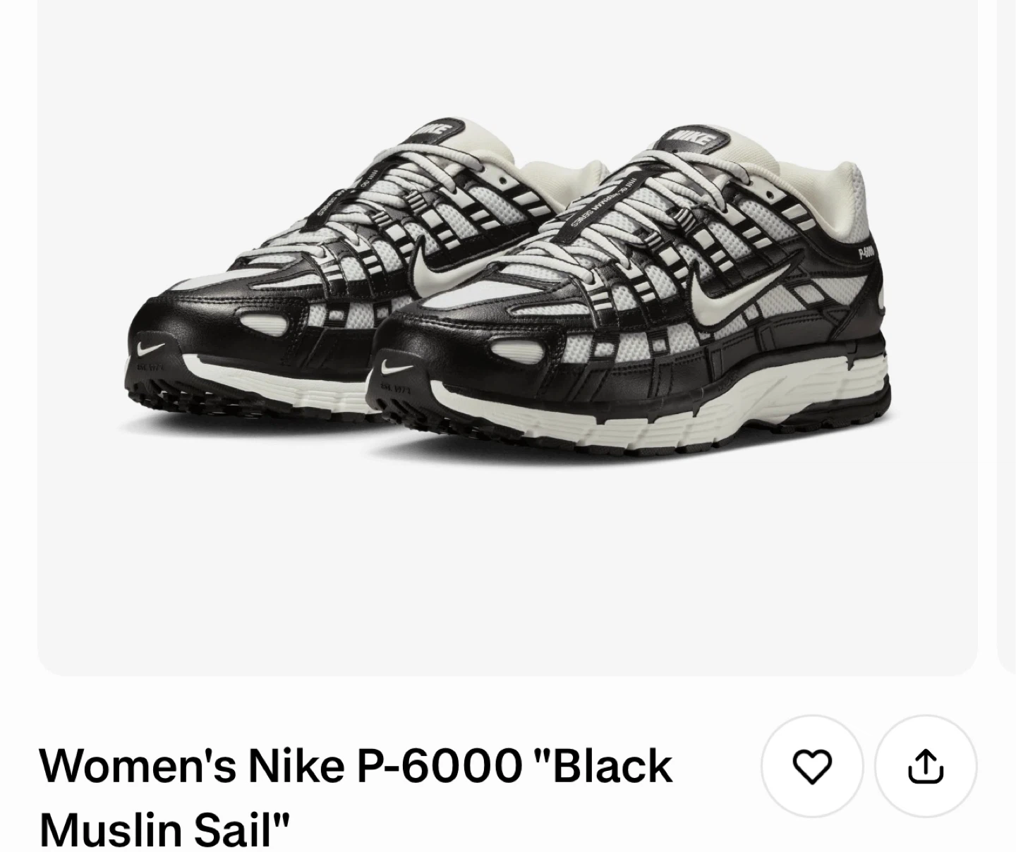 Nike P-6000 "Black Muslin Sail" Women's Sneakers