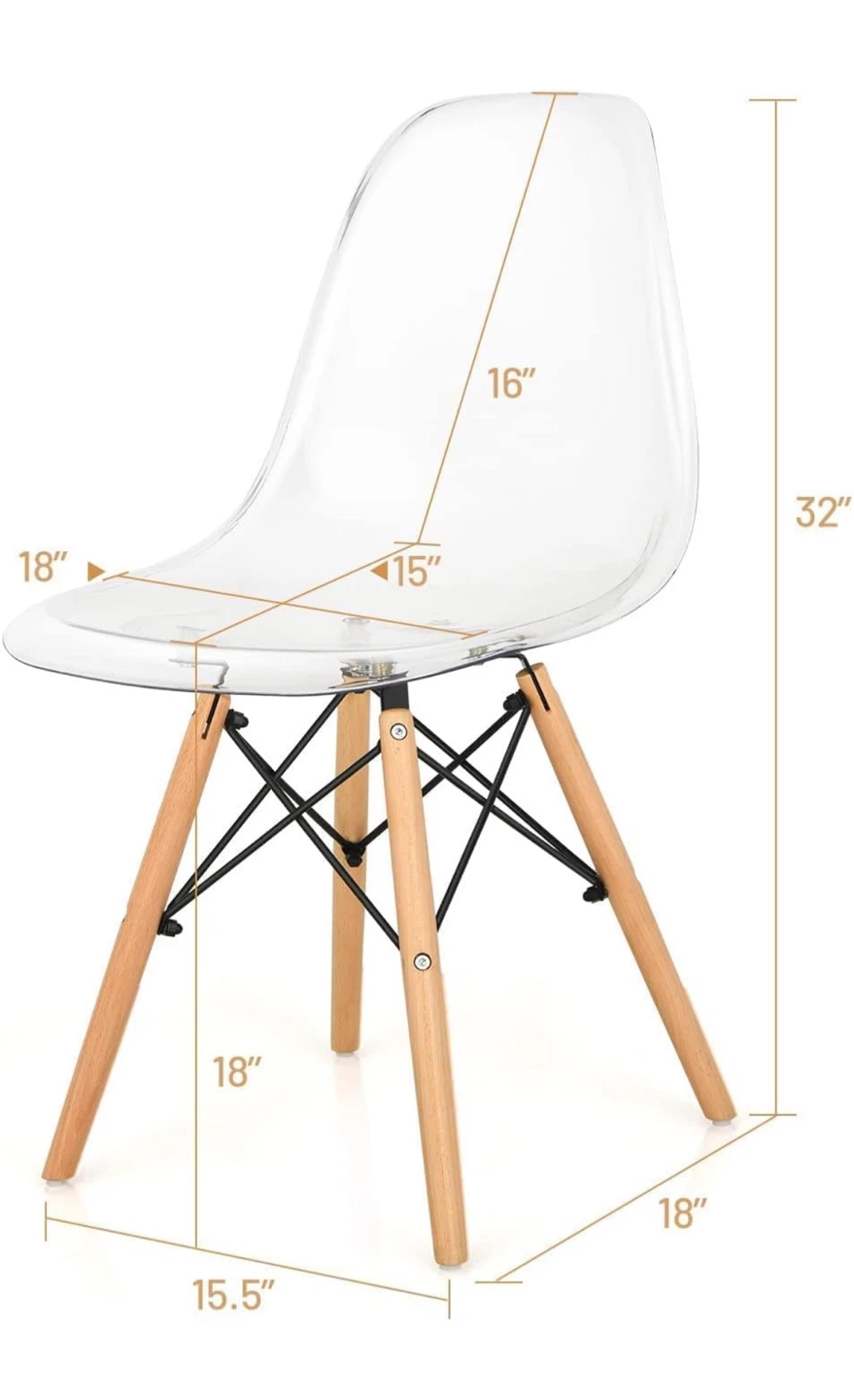 Clear plastic Eiffel dining Chairs 100$ for 4 chairs - photo 2