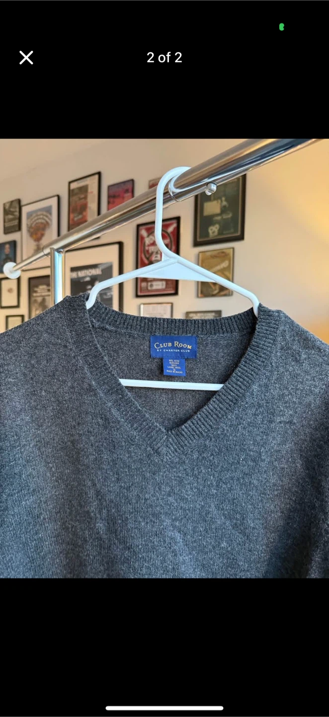 Club Room Vintage V-Neck 100% Wool Sweater