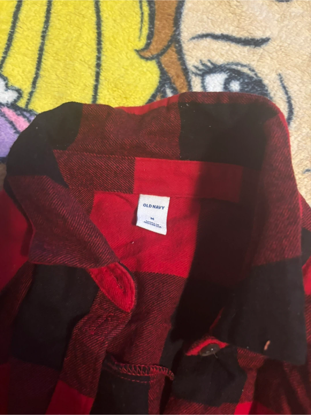 Old Navy Red and Black Plaid Flannel Shirt - Medium - photo 2