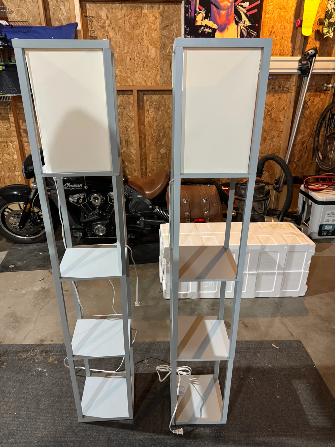 Set of 2 bedside Floor Lamps with Shelves