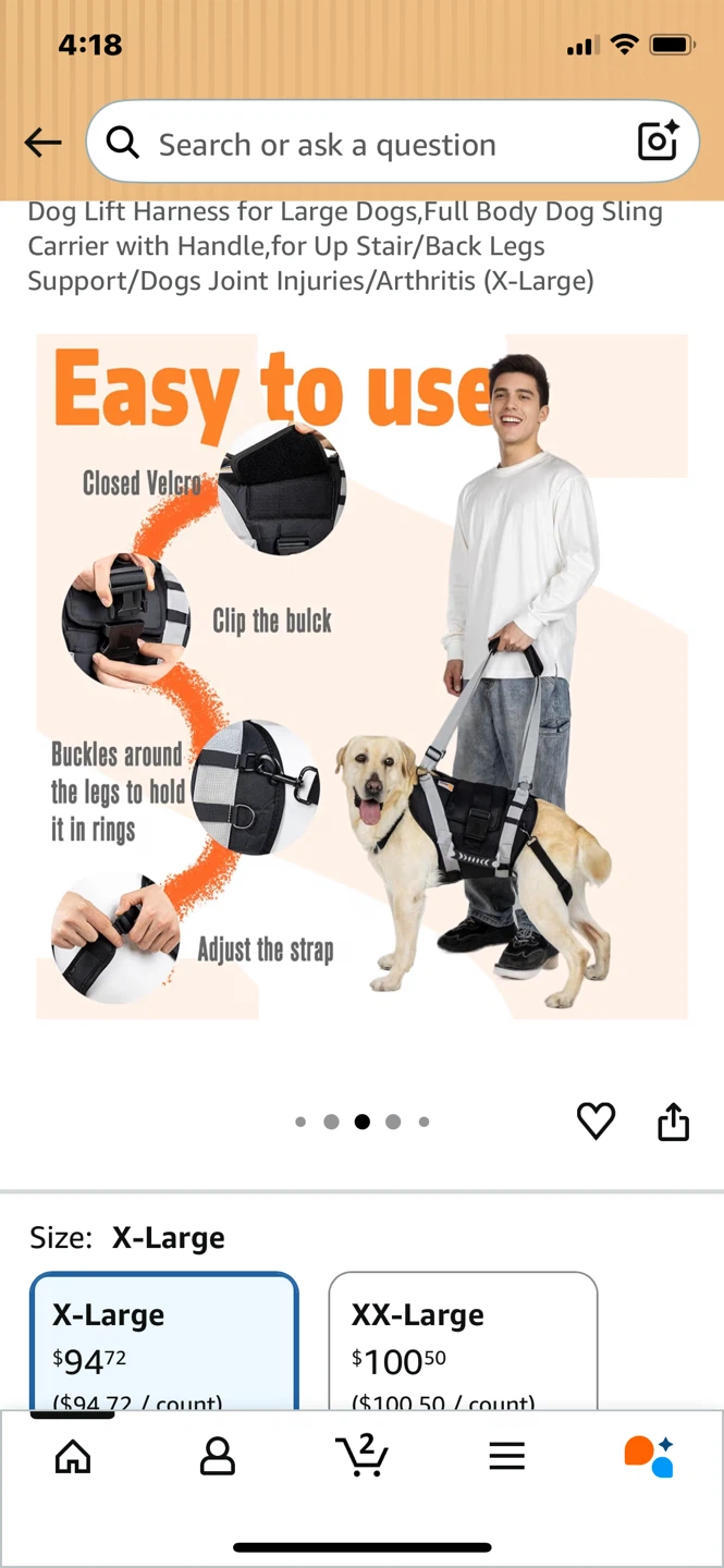 Brand New SENIOR BUDDY Full Body Dog Lift Harness (X-Large) - photo 4