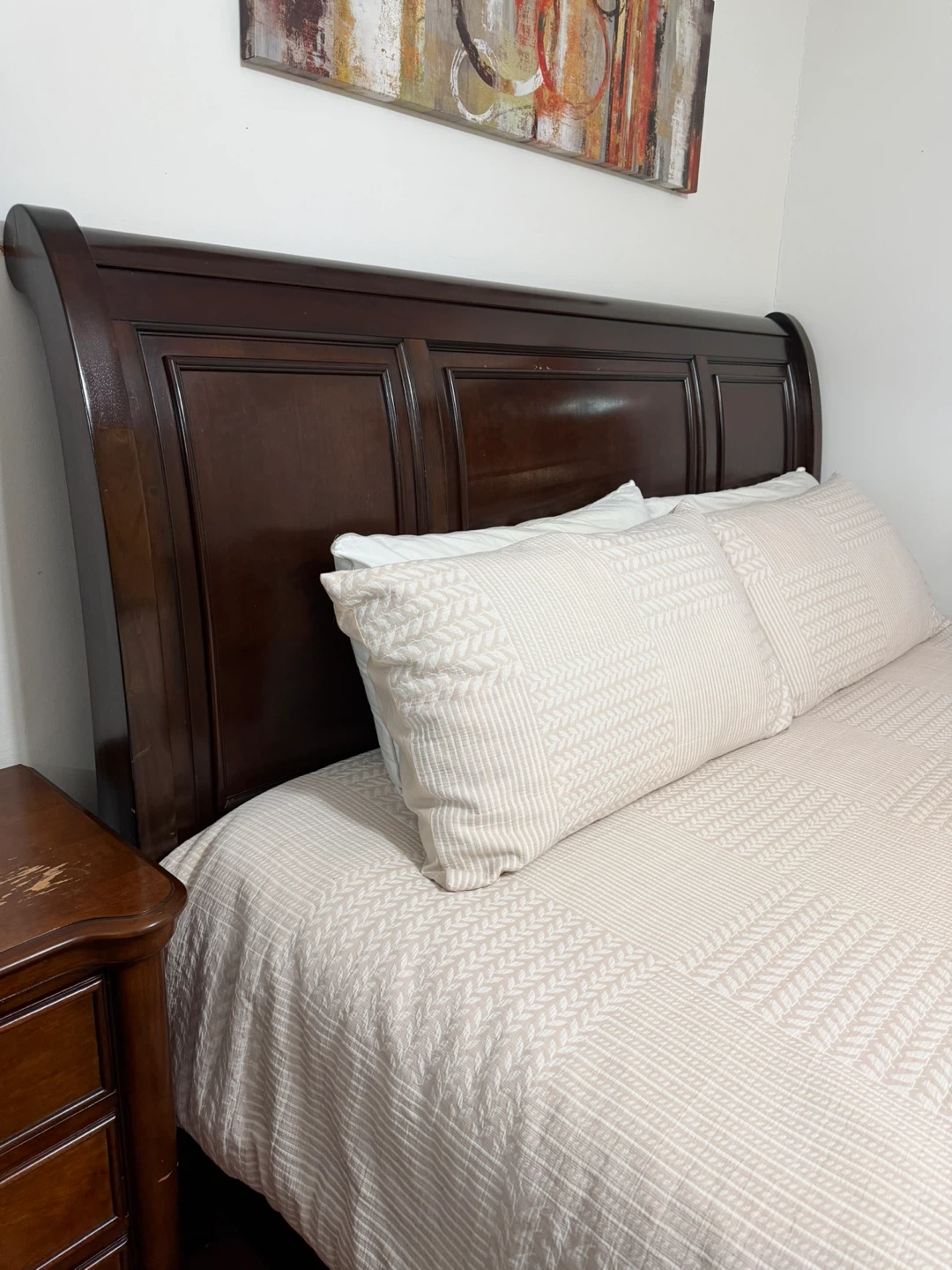 Dark Wood Sleigh Bed Frame with Storage Drawers - photo 4