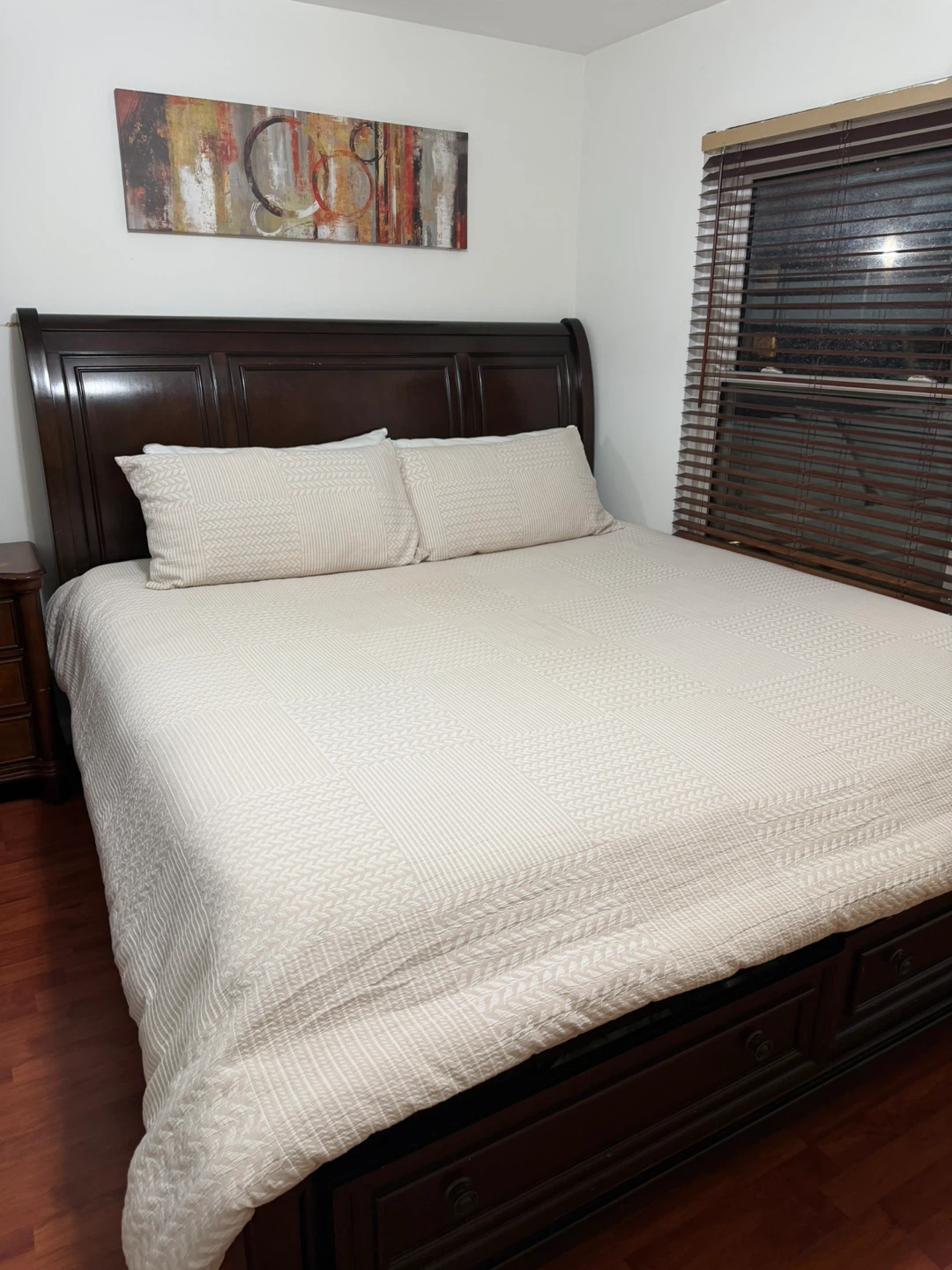 Dark Wood Sleigh Bed Frame with Storage Drawers - photo 2